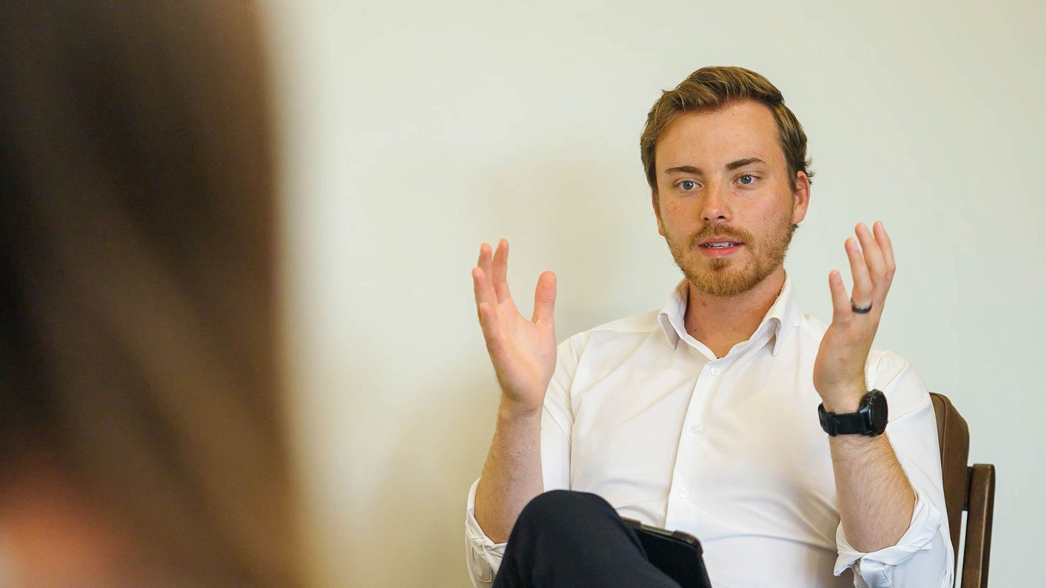 Professional engaged in advisory discussion