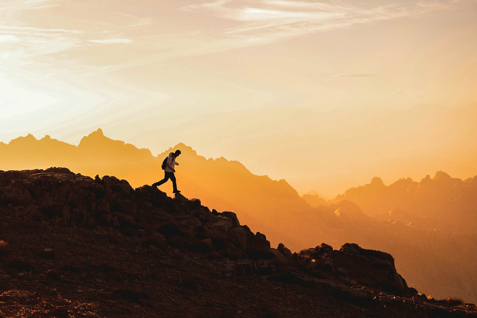 Mountain trail at golden hour